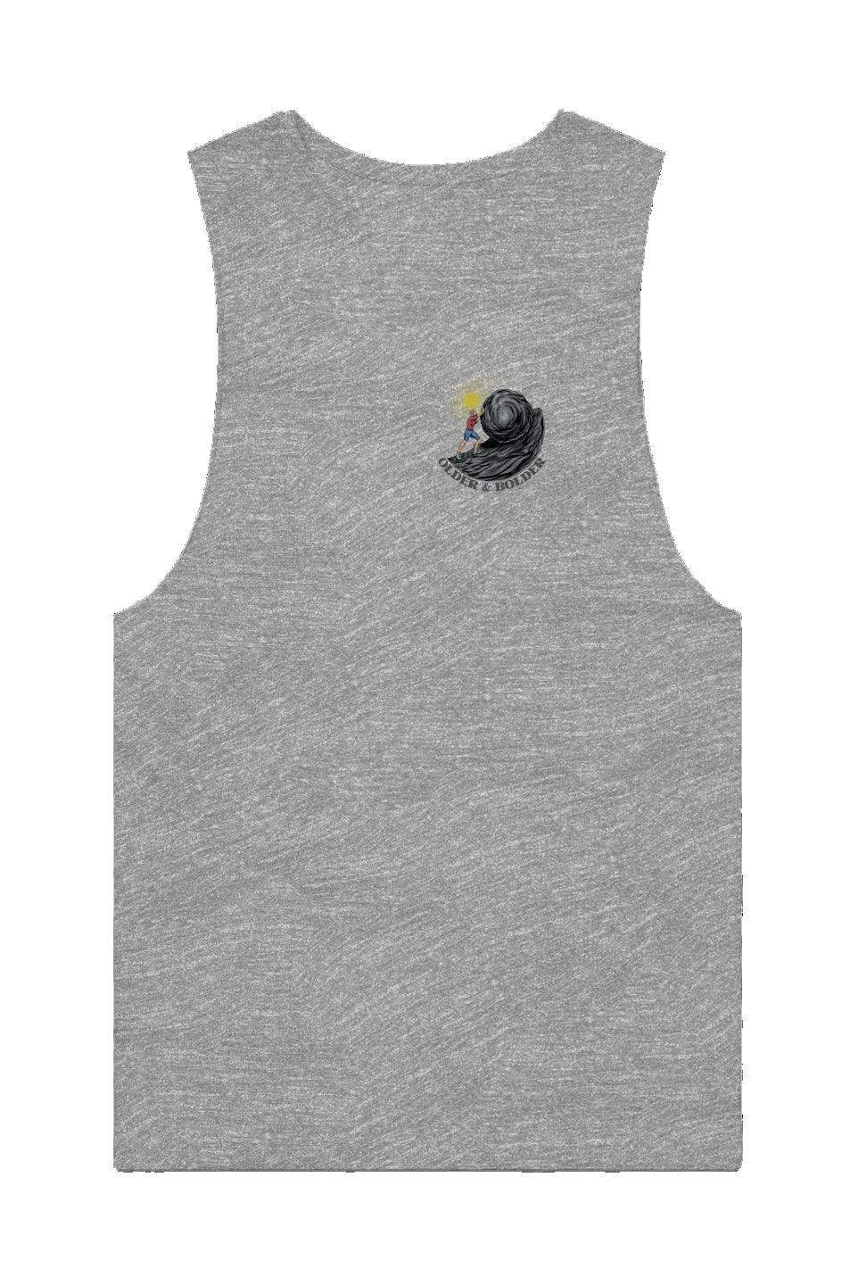 Grey Men's Athlete Tank Top for the gym, made by Older and Bolder GYM Clothing Apparel