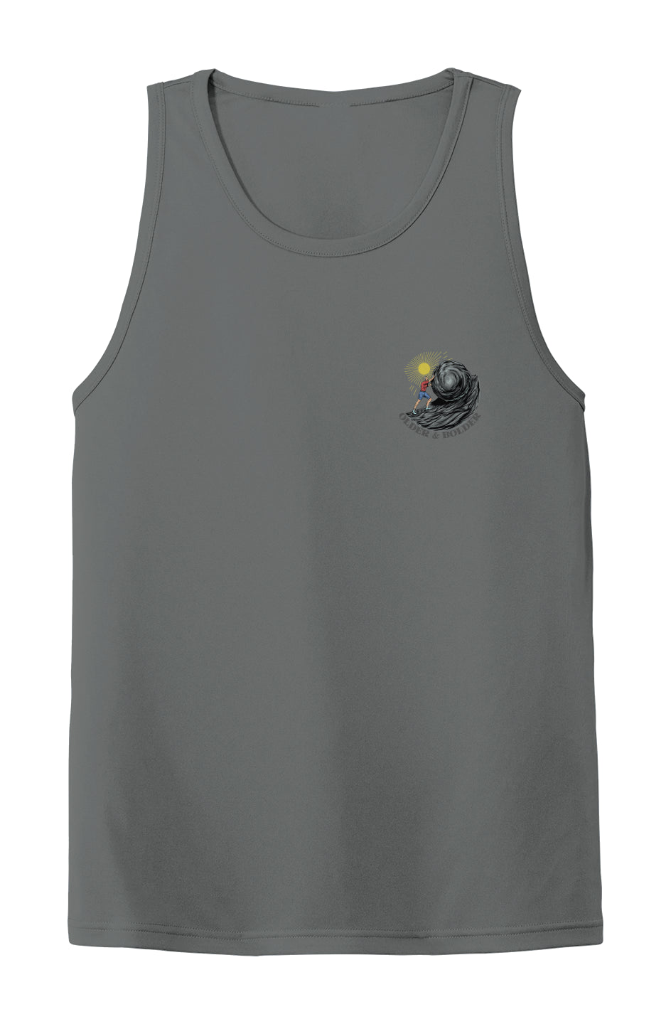 Grey PosiCharge Extreme Competitor Tank Top for the gym, made by Older and Bolder Clothing Apparel