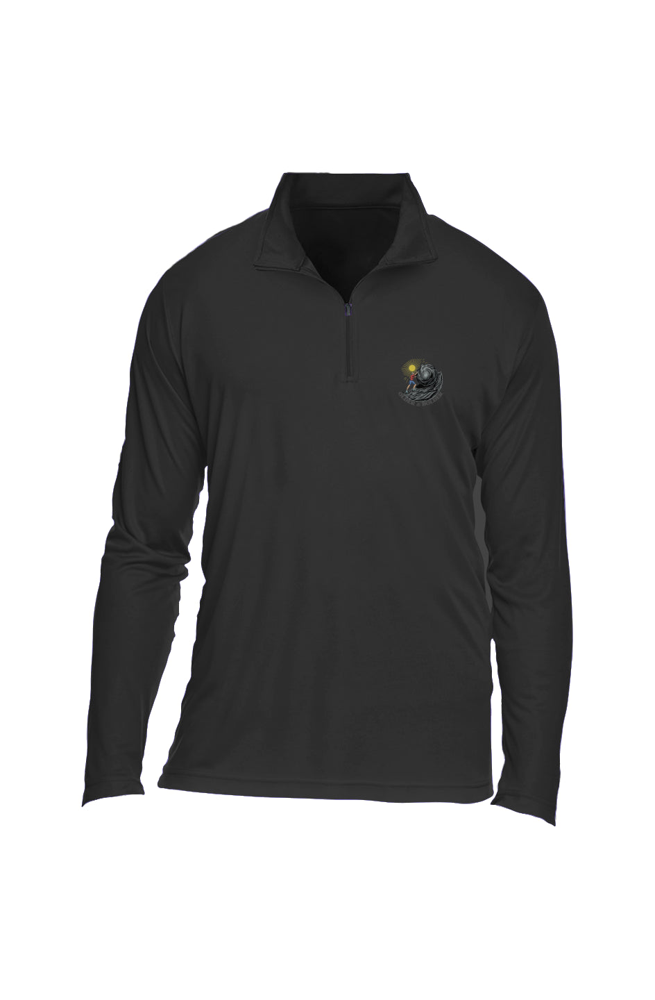 A Performance Quarter-Zip Long Sleeved Shirt in Black color, made by Older & Bolder Apparel.