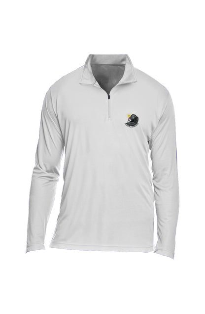 A Performance Quarter-Zip Long Sleeved Shirt in White color, made by Older & Bolder Apparel.